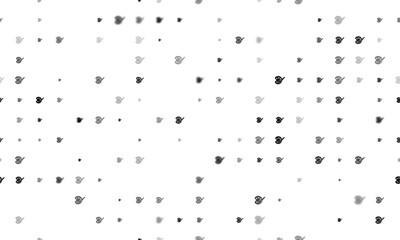 Seamless background pattern of evenly spaced black palette symbols of different sizes and opacity. Vector illustration on white background
