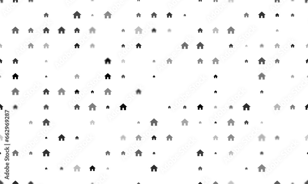Poster seamless background pattern of evenly spaced black kennel symbols of different sizes and opacity. il