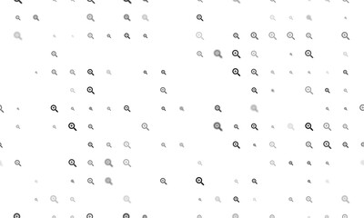 Seamless background pattern of evenly spaced black zoom in symbols of different sizes and opacity. Vector illustration on white background