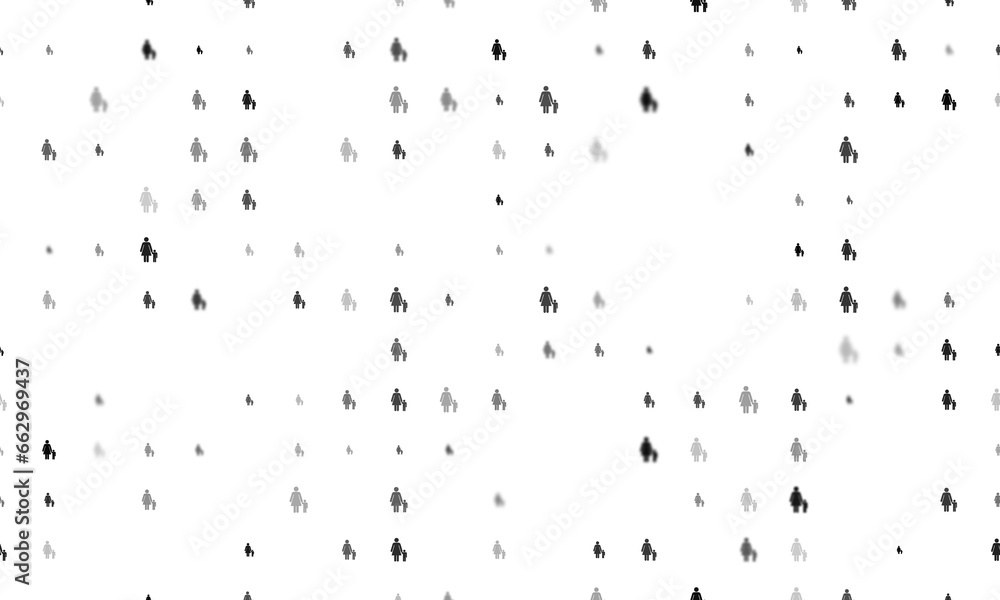 Aufkleber seamless background pattern of evenly spaced black woman with child symbols of different sizes and o