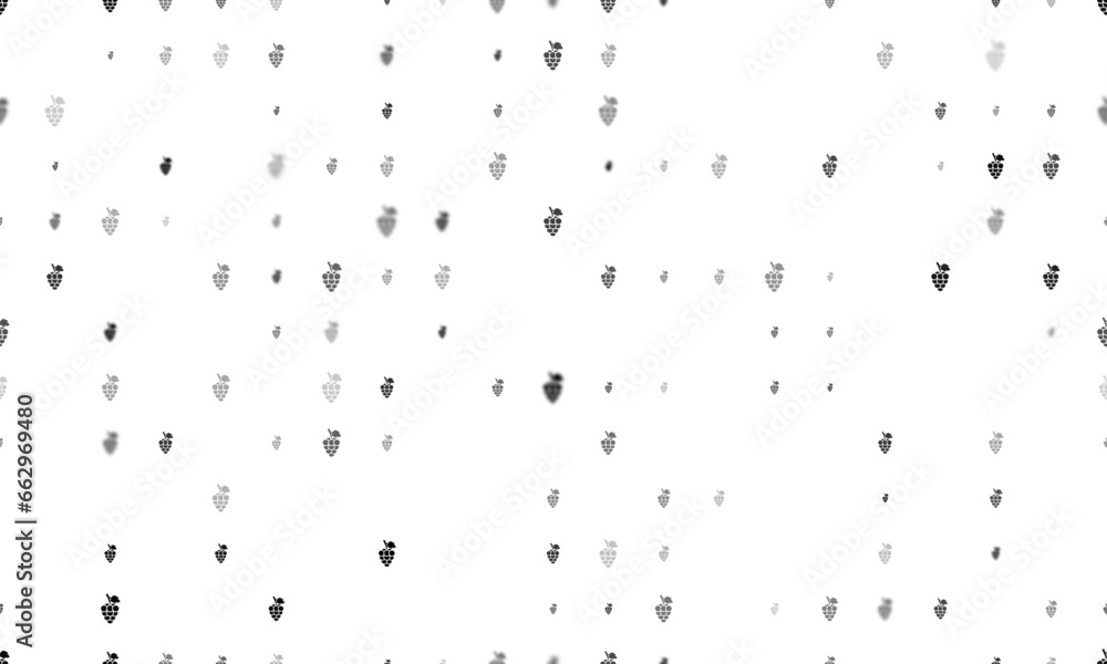 Poster seamless background pattern of evenly spaced black grapes symbols of different sizes and opacity. ve