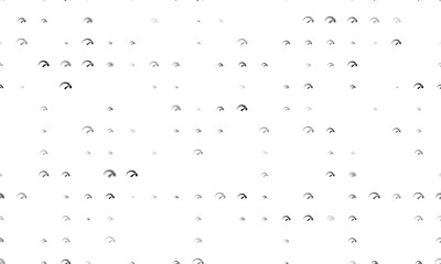 Seamless background pattern of evenly spaced black tachometer symbols of different sizes and opacity. Vector illustration on white background