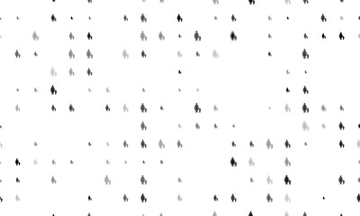 Seamless background pattern of evenly spaced black woman with child symbols of different sizes and opacity. Illustration on transparent background