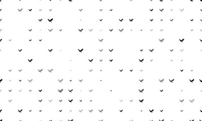 Seamless background pattern of evenly spaced black eagle symbols of different sizes and opacity. Illustration on transparent background