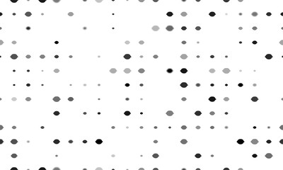 Seamless background pattern of evenly spaced black lemon symbols of different sizes and opacity. Illustration on transparent background