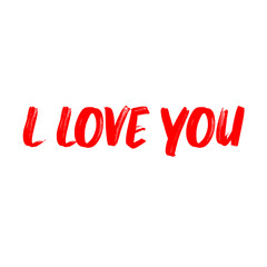 I Love you brushed Lettering on a Transparent Background