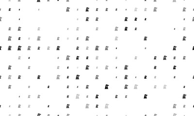 Seamless background pattern of evenly spaced black industrial pollution symbols of different sizes and opacity. Illustration on transparent background