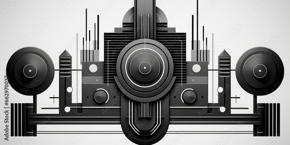 Poster an abstract design of a speaker and a speaker, ai