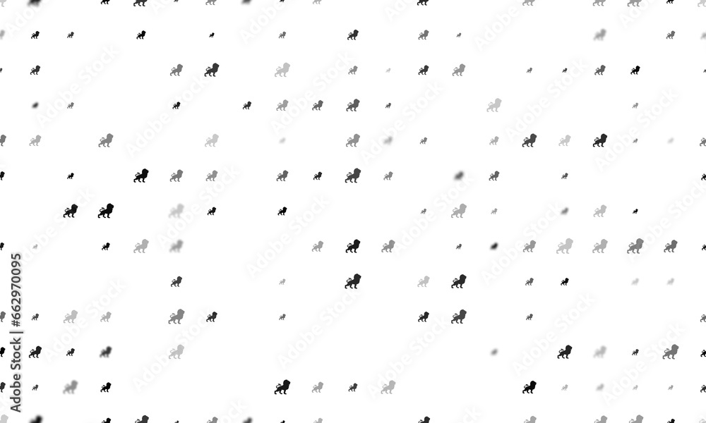 Aufkleber seamless background pattern of evenly spaced black lion symbols of different sizes and opacity. illu