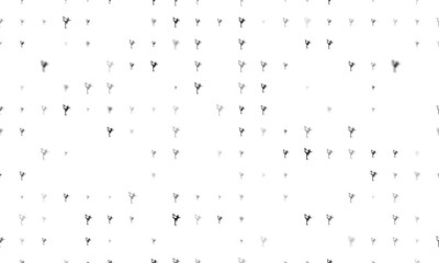Seamless background pattern of evenly spaced black figure skating symbols of different sizes and opacity. Vector illustration on white background