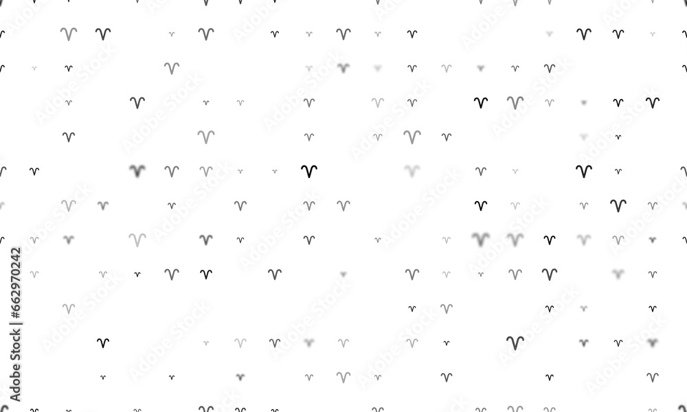 Poster seamless background pattern of evenly spaced black zodiac aries symbols of different sizes and opaci