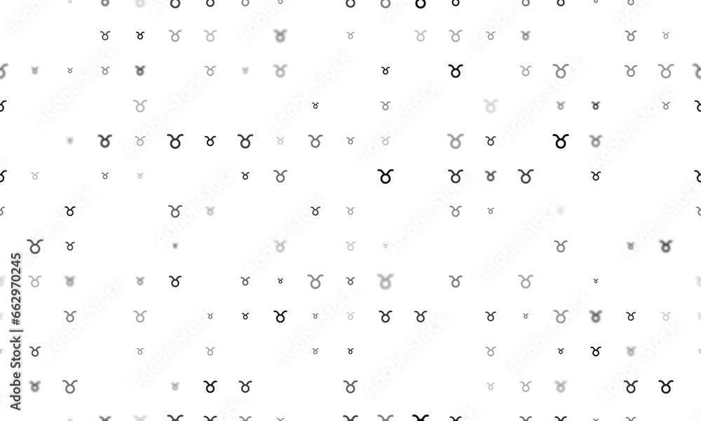 Aufkleber seamless background pattern of evenly spaced black zodiac taurus symbols of different sizes and opac