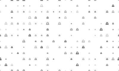 Seamless background pattern of evenly spaced black zodiac libra symbols of different sizes and opacity. Illustration on transparent background