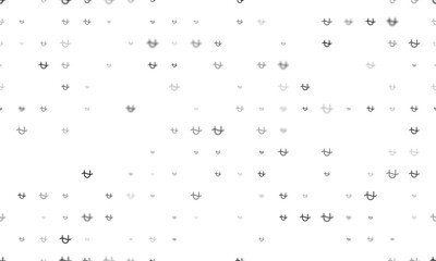 Seamless background pattern of evenly spaced black zodiac ophiuchus symbols of different sizes and opacity. Vector illustration on white background