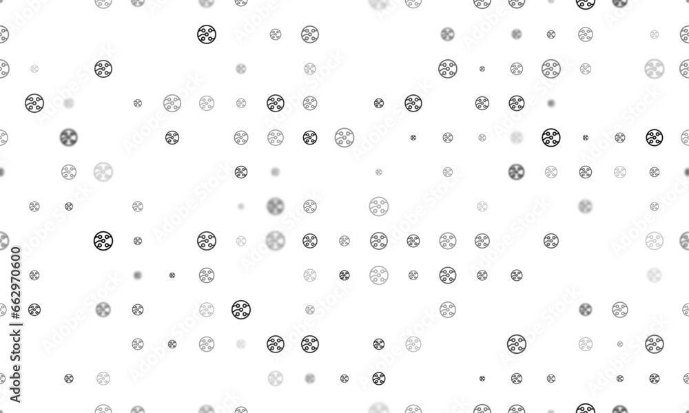 Poster seamless background pattern of evenly spaced black electrical board symbols of different sizes and o