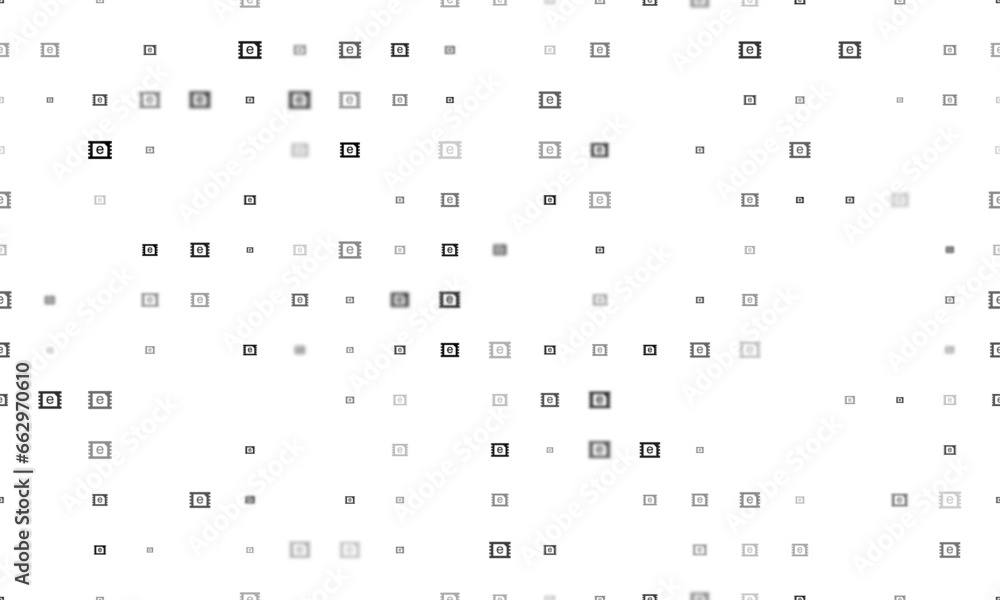 Poster seamless background pattern of evenly spaced black esim symbols of different sizes and opacity. vect