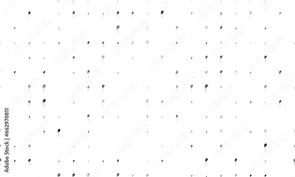 Poster seamless background pattern of evenly spaced black balloon symbols of different sizes and opacity. v