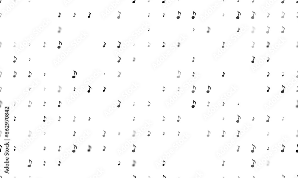 Aufkleber seamless background pattern of evenly spaced black musical note symbols of different sizes and opaci