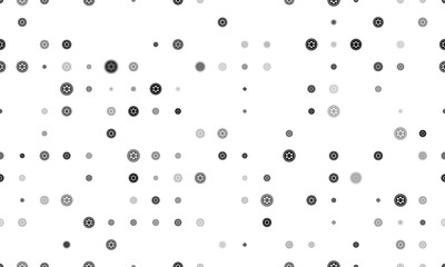 Seamless background pattern of evenly spaced black optic cable symbols of different sizes and opacity. Illustration on transparent background