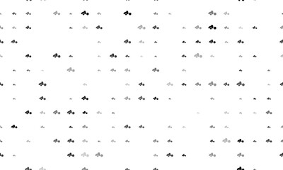 Seamless background pattern of evenly spaced black road roller symbols of different sizes and opacity. Vector illustration on white background