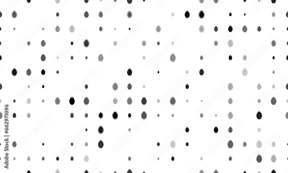 Poster seamless background pattern of evenly spaced black oval symbols of different sizes and opacity. illu