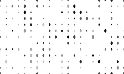 Seamless background pattern of evenly spaced black ellipse symbols of different sizes and opacity. Illustration on transparent background