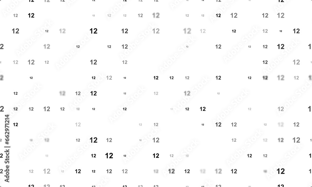 Poster seamless background pattern of evenly spaced black twelve numbers of different sizes and opacity. il