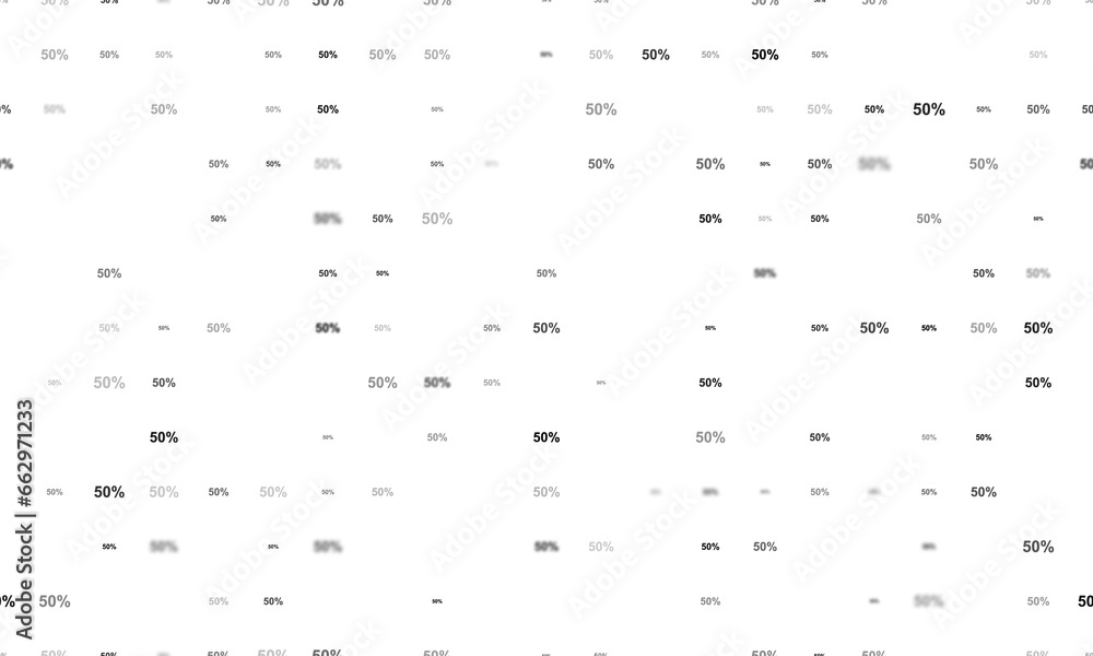Poster seamless background pattern of evenly spaced black 50 percent symbols of different sizes and opacity