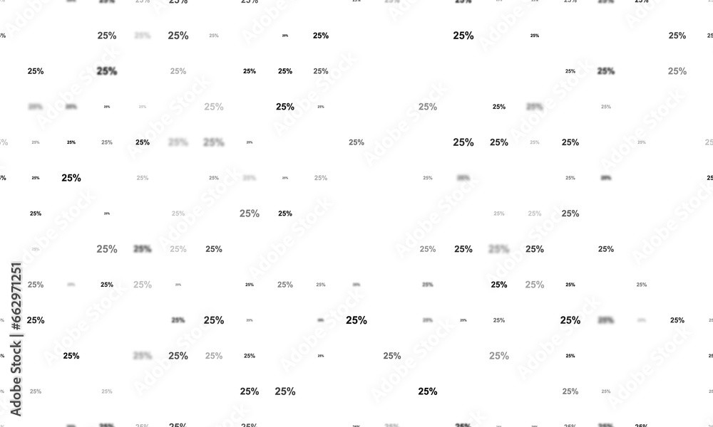 Poster seamless background pattern of evenly spaced black 25 percent symbols of different sizes and opacity