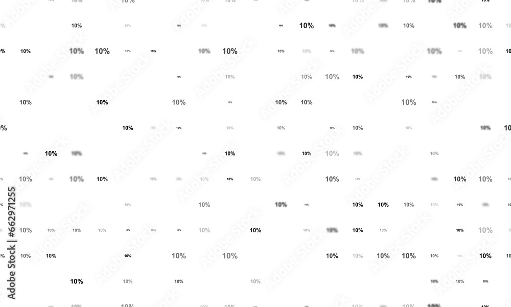 Poster seamless background pattern of evenly spaced black 10 percent symbols of different sizes and opacity