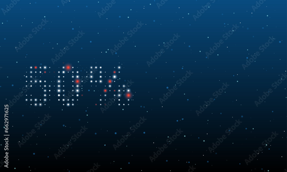 Aufkleber on the left is the 50 percent symbol filled with white dots. background pattern from dots and circle