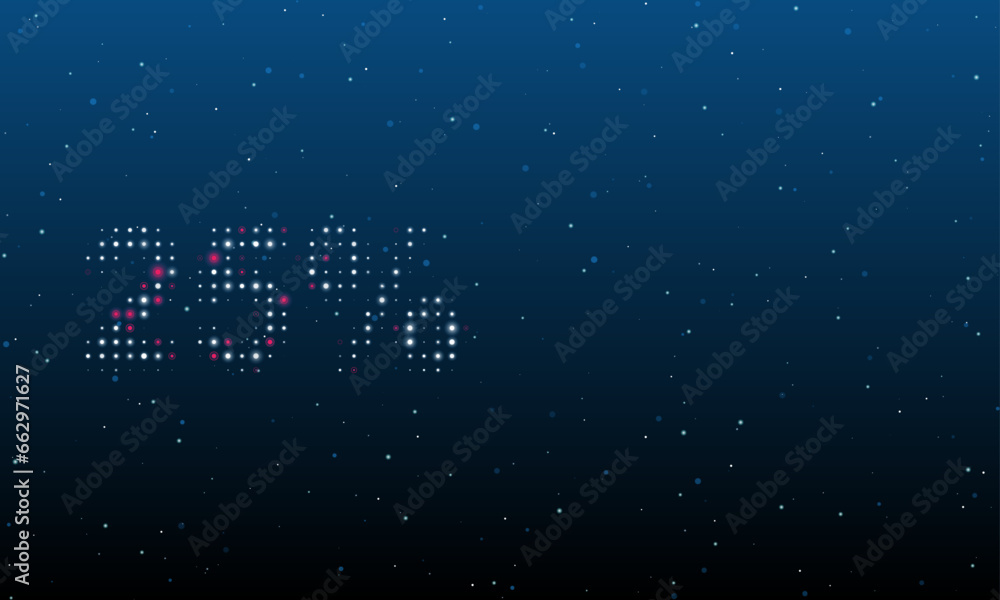 Poster on the left is the 25 percent symbol filled with white dots. background pattern from dots and circle
