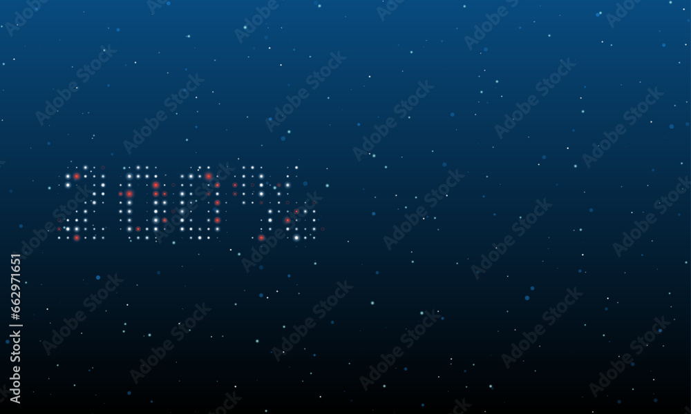 Poster on the left is the 200 percent symbol filled with white dots. background pattern from dots and circl