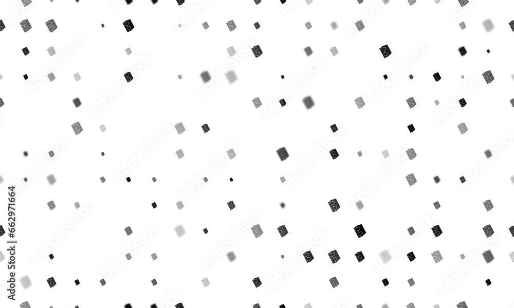 Poster seamless background pattern of evenly spaced black magic book symbols of different sizes and opacity