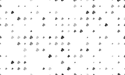 Seamless background pattern of evenly spaced black divination stones symbols of different sizes and opacity. Vector illustration on white background