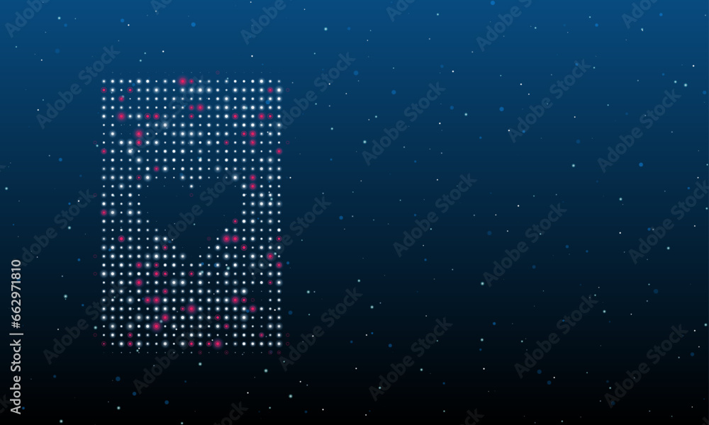 Poster on the left is the ace of heart symbol filled with white dots. background pattern from dots and circ