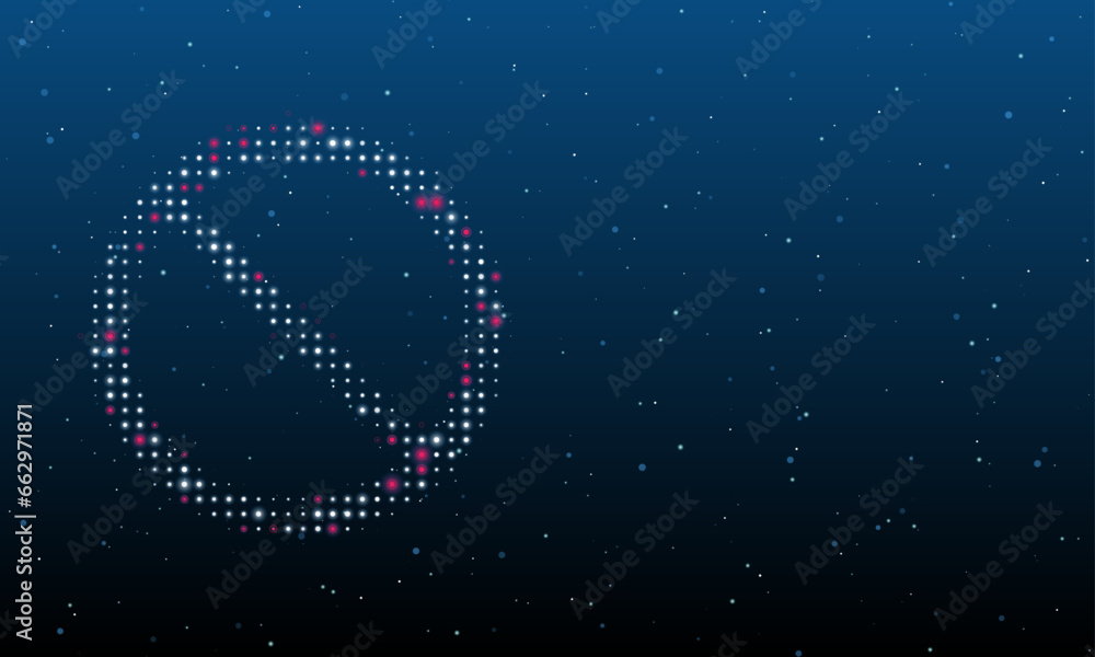 Poster on the left is the no parking symbol filled with white dots. background pattern from dots and circle