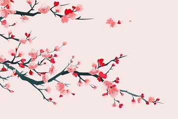 Spring Festival Announcement: Minimalist Design of Cherry Blossoms, generative AI