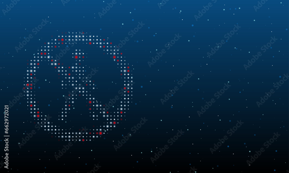 Poster on the left is the pedestrian traffic prohibited symbol filled with white dots. background pattern f
