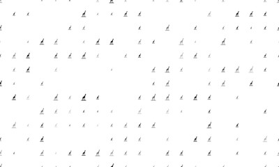 Seamless background pattern of evenly spaced black giraffe symbols of different sizes and opacity. Vector illustration on white background