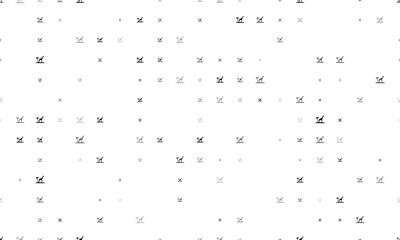 Seamless background pattern of evenly spaced black giraffe symbols of different sizes and opacity. Vector illustration on white background