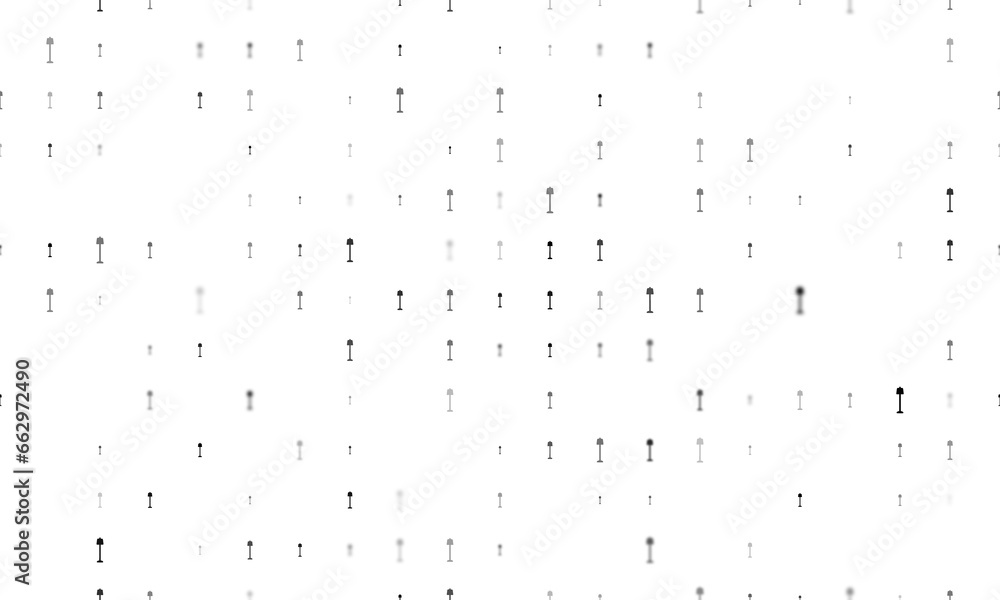 Poster seamless background pattern of evenly spaced black floor lamp symbols of different sizes and opacity