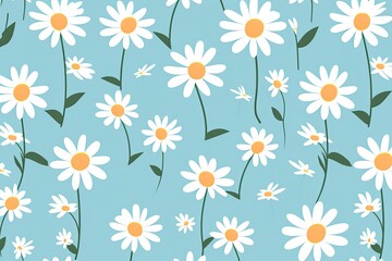 Minimalistic Spring-Themed Wallpaper: Daisies Rendered in a Refreshing Style, generative AI