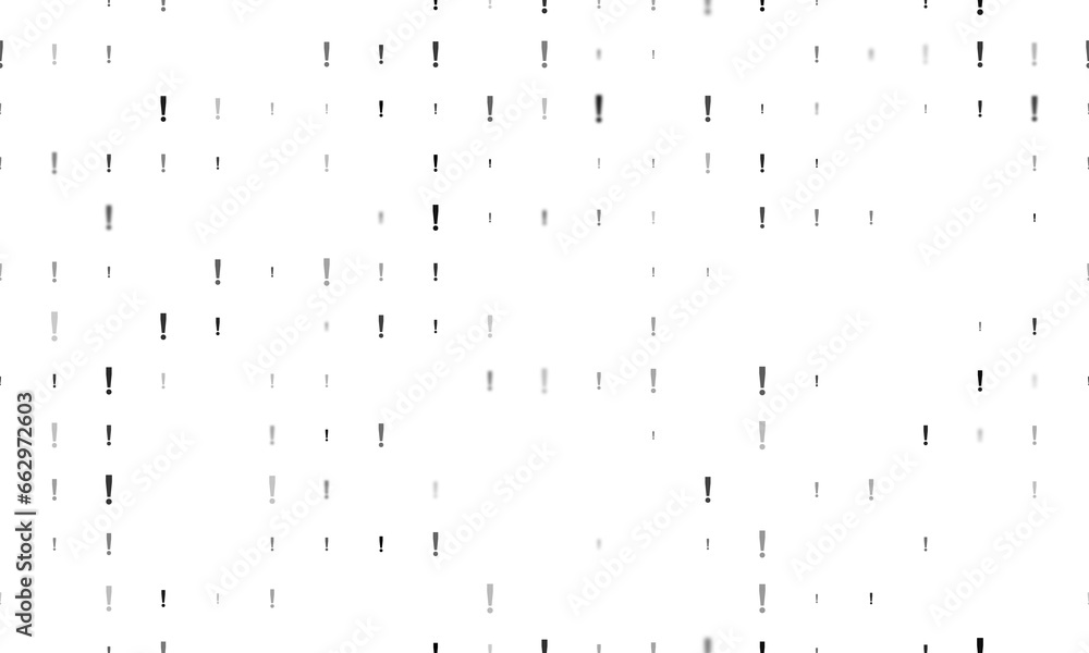 Poster seamless background pattern of evenly spaced black exclamation symbols of different sizes and opacit