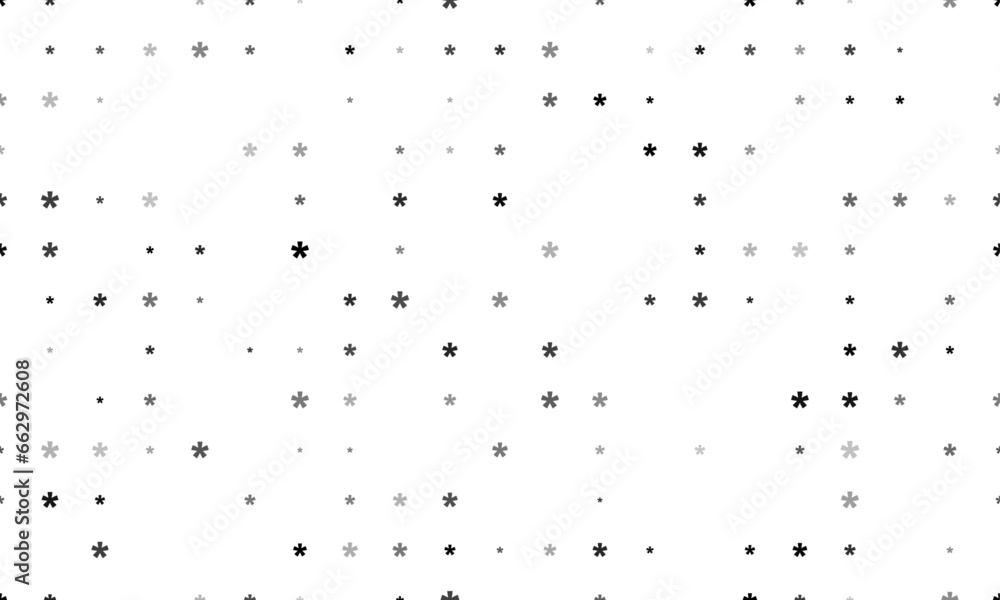Poster seamless background pattern of evenly spaced black multiply symbols of different sizes and opacity. 