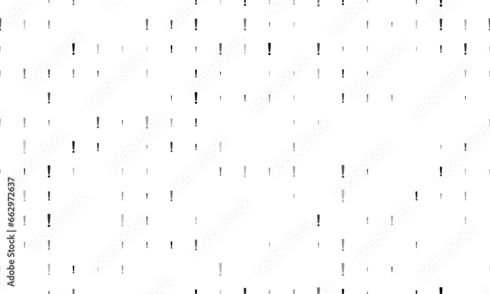 Poster seamless background pattern of evenly spaced black exclamation symbols of different sizes and opacit