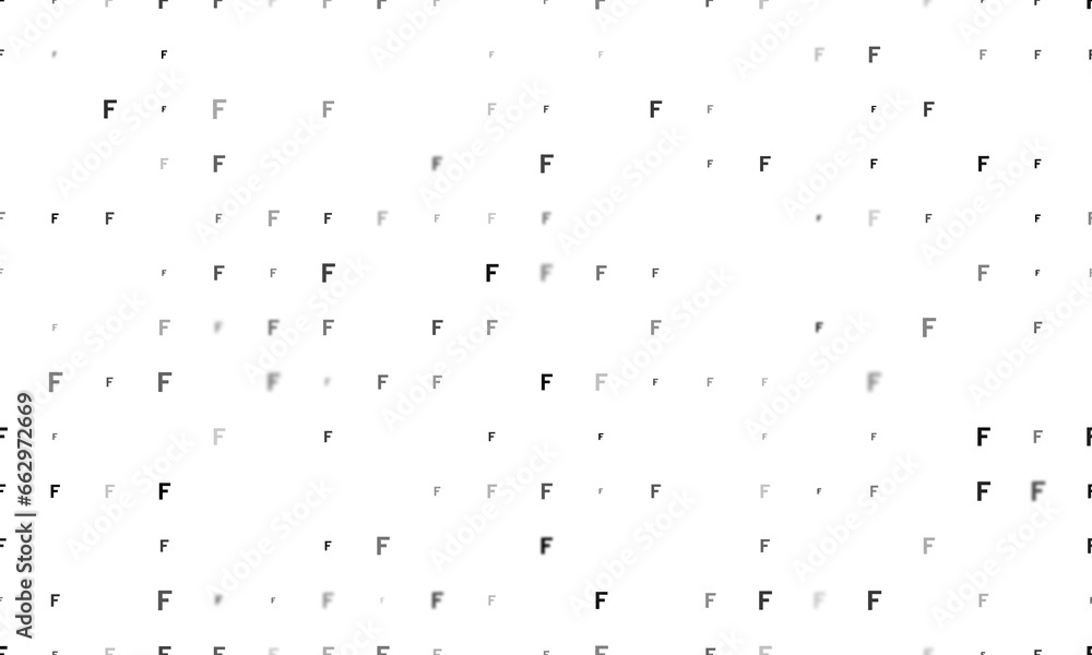 Poster seamless background pattern of evenly spaced black capital letter f symbols of different sizes and o