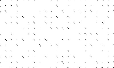 Seamless background pattern of evenly spaced black down arrows of different sizes and opacity. Illustration on transparent background