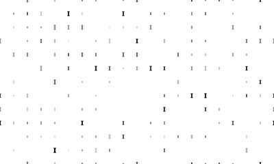 Seamless background pattern of evenly spaced black capital letter I symbols of different sizes and opacity. Vector illustration on white background