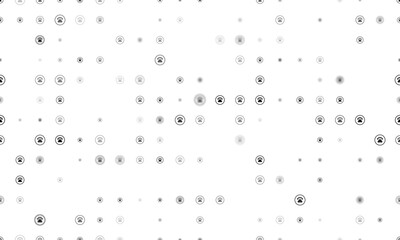 Seamless background pattern of evenly spaced black furry gender symbols of different sizes and opacity. Vector illustration on white background